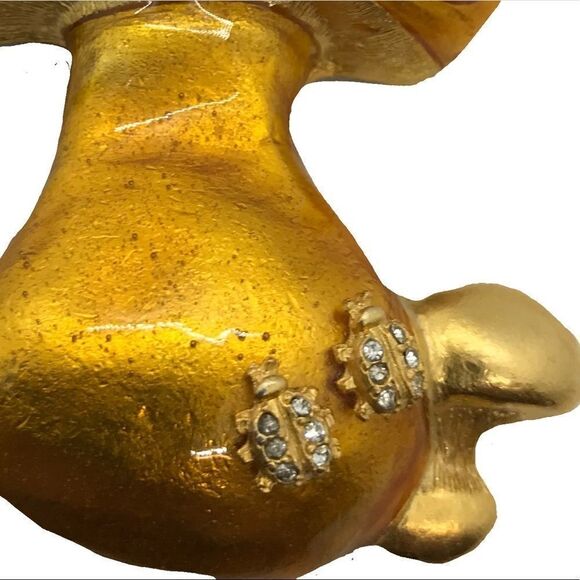 Enamel Mushroom Ladybug Brooch Vintage 1990s - Picture 4 of 17